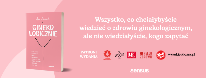 Baner z okładką książki "Ginekologicznie" Agi Szuścik