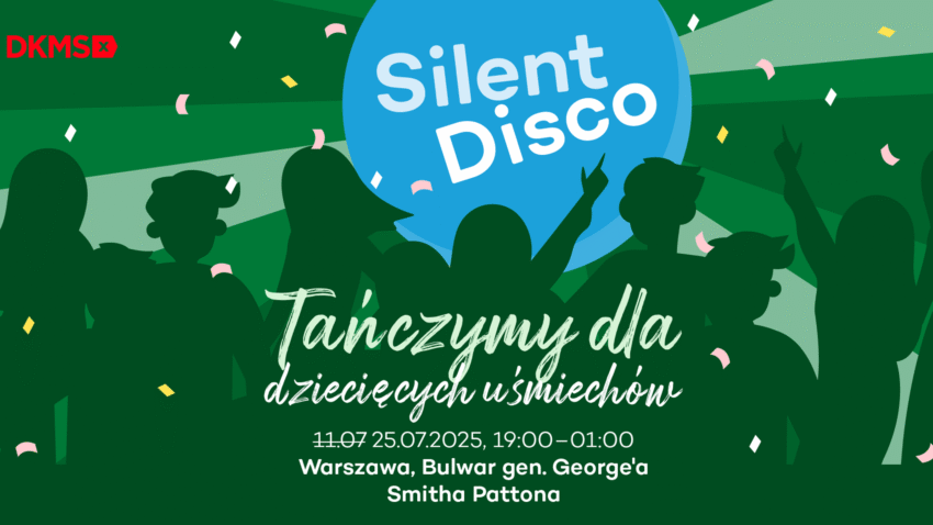 Plakat wydarzenia Silent Disco z Fundacją DKMS