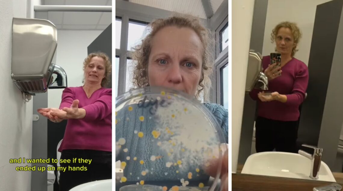 Naukowczyni Ruth MacLaren sprawdza, jakie bakterie bytują w suszarkach do rąk